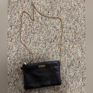 Black Crossbody Bag with Gold Chain